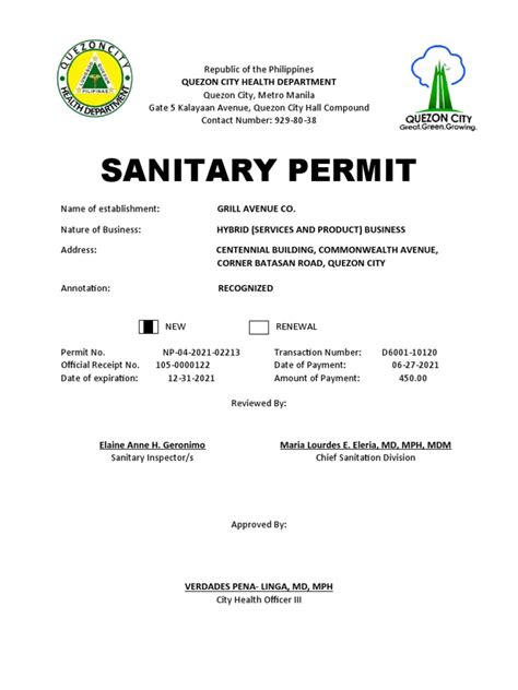 sanitary permit quezon city